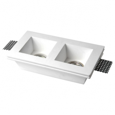 Spotlight Χωνευτό Δίφωτο Τετράγωνο Γύψινο Φωτιστικό GU10 Λευκό (5630)