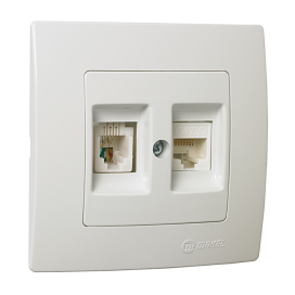 Makel Lillium Πρίζα Τηλεφώνου RJ11 & Δικτύου Data RJ45 Cat5 Λευκή (32001037)
