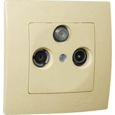 Makel Lillium Πρίζα SAT - TV - RADIO Διέλευσης Μπεζ (32010067)