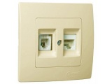 Makel Lillium Πρίζα Τηλεφώνου RJ11 & Δικτύου Data RJ45 Cat5 Μπεζ (32010037)