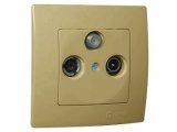 Makel Lillium Πρίζα SAT - TV - RADIO Διέλευσης Χρυσό Ματ (32057067)