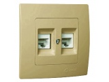 Makel Lillium Διπλή Πρίζα Δικτύου Data RJ45 Cat5 Χρυσό Ματ (32057036)