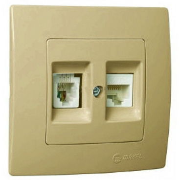 Makel Lillium Πρίζα Τηλεφώνου RJ11 & Δικτύου Data RJ45 Cat5 Χρυσό Ματ (32057037)