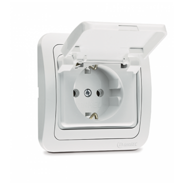 Makel Mimoza Πρίζα Σούκο με Καπάκι Βακελίτου Λευκή (12029)