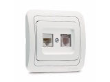 Makel Mimoza Πρίζα Τηλεφώνου RJ11 & Δικτύου Data RJ45 Cat5 Λευκή (12037)