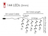 144 Led (5mm) Λαμπάκια Βροχή Ψυχρά με Διάφανο Καλώδιο (R144WE44TC)