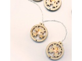 10 Led (5mm) Θερμά Λαμπάκια Wooden Round Stars (XWBSTARS102A)