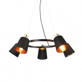 Aca Πεντάφωτο Κρεμαστό Φωτιστικό Μαύρο (EG215P73BK)