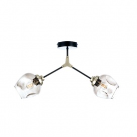 InLight Δίφωτο Φωτιστικό Οροφής Μαύρο - Νίκελ (6129-2-NM)