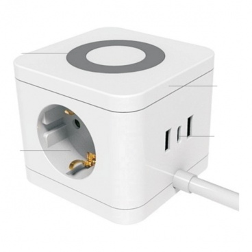 Πολύπριζο 3 Θέσεων - 2 USB-A - 1 USB-C & WIRELESS CHARGER με καλώδιο 1.4m 3x1.5mm² (7035)