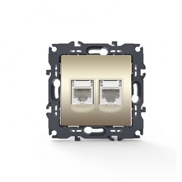 Acaelec Prime Πρίζα Τηλεφώνου RJ11 CAT3 & Δικτύου RJ45 CAT6 UTP Ματ Σαμπανιζέ (1000113404)