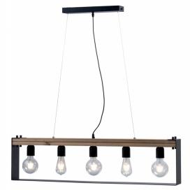 Arkolight Φωτιστικό Πολύφωτο 5Φ Ξύλο-Μέταλλο μαύρο Ε27 (473-3/5)