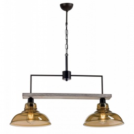 Arkolight Φωτιστικό Πολύφωτο 2Φ Ξύλο-Μέταλλο μαύρο-Γυαλί Ε27 (373-3/2Γ)