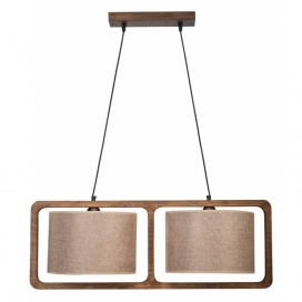 Arkolight Φωτιστικό Πολύφωτο 2Φ Ξύλο-Αμπαζούρ μόκα Ε27 (1420-3/2)