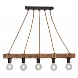 Arkolight Φωτιστικό Πολύφωτο 5Φ Ξύλο-Σχοινί Ε27 (1673-2/5)