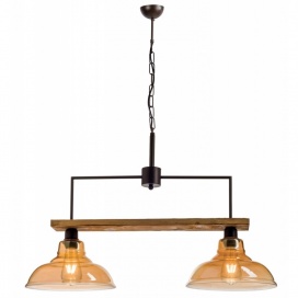 Arkolight Φωτιστικό Πολύφωτο 2Φ Ξύλο-Μέταλλο σκουριά-Γυαλί Ε27 (373-2/2Γ)