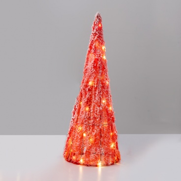 Επιτραπέζιο RED TINSEL CONE Δέντρο 20 Led Θερμά 50cm (X112011331)