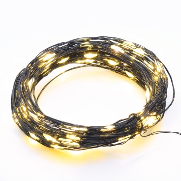 100 Led (3mm) Θερμά Λαμπάκια με Μαύρο Καλώδιο Χαλκού & Πρόγραμμα (X01100142)