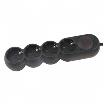 Spotlight Πολύπριζο 4 Θέσεων με διακόπτη & καλώδιο 1.4m 3x1.5mm² Μαύρο (7014)