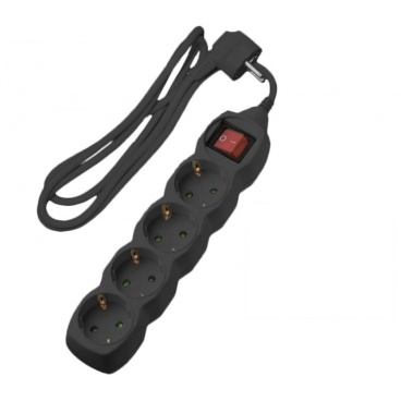 Lucas Πολύπριζο 4 Θέσεων με διακόπτη & καλώδιο 1.5m 3x1.5mm² Μαύρο (V04BKBL)