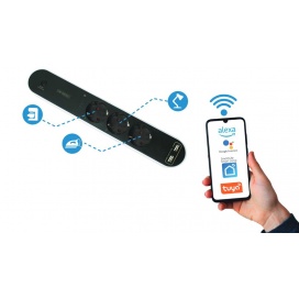 Acaelec Πολύπριζο Smart WiFi 3 Θέσεων & 2 USB με καλώδιο 1.5m Μαύρο (CM32SMART)