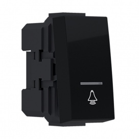 Acaelec Modys Mπουτόν με Ένδειξη & Σύμβολο Κουδούνι 1P 10A 250VAC IP20 Μαύρο Ματ (10101312308)