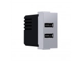 Acaelec Modys Πρίζα Τροφοδοσίας 2xUSB 1 Στοιχείου1P IP20 230V~ 50Hz 0.3A 5V DC 2.4A Ασημί (10101412825)