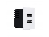 Acaelec Modys Πρίζα Τροφοδοσίας 2xUSB 1 Στοιχείου 1P IP20 230V~ 50Hz 0.3A 5V DC 2.4A Λευκό (10101412821)