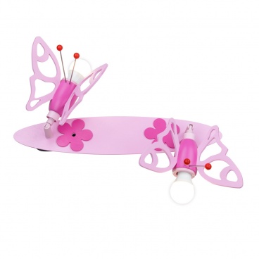 Elobra Παιδικό Φωτιστικό Τοίχου-Οροφής Δίφωτο Ροζ με Πεταλούδες & Λουλούδια Fairytale (122822)
