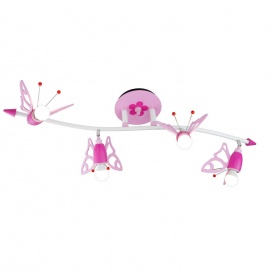 Elobra Παιδικό Σποτ Φωτιστικό Οροφής Ροζ με Πεταλούδες & Λουλούδι Fairytale (122914)