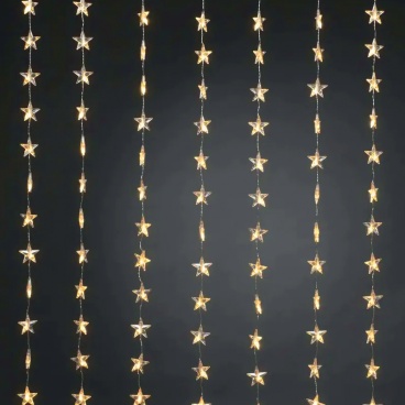 48 Led Λαμπάκια Κουρτίνα Αστέρια 65cm Θερμά με Πράσινο Καλώδιο & Πρόγραμμα 120cm 5m (X0848122)