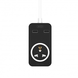XO Πολύπριζο EU 1 Θέσης & 2 USB με καλώδιο 1.8m Μαύρο (WL03)