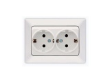 Eurolamp Nead Διπλή Πρίζα Σούκο Ασφαλείας Λευκή (152-16003)