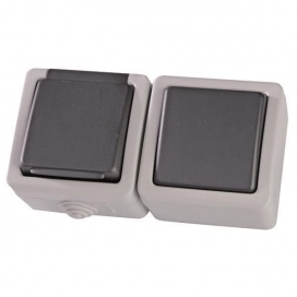 Eurolamp Επιτοίχιος Στεγανός Διακόπτης Αλε - Ρετούρ & Πρίζα σούκο ασφαλείας (147-16215)