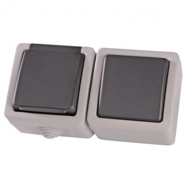 Eurolamp Επιτοίχιος Στεγανός Διακόπτης Αλε - Ρετούρ & Πρίζα σούκο ασφαλείας (147-16215)