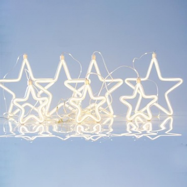 Eurolamp Κουρτίνα 47 Mini Led με 4 Μεγάλα Αστέρια 18cm & 3 Μικρά Αστέρια 14cm με NEON Φωτοσωλήνα Θερμό Λευκό (600-02340)