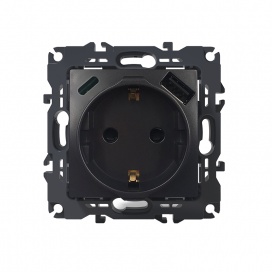 Acaelec Prime Πρίζα Σούκο Ασφαλείας & 2 USB (Type A+C) Ματ Ανθρακί (1000116405)