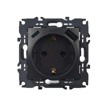 Acaelec Prime Πρίζα Σούκο Ασφαλείας & 2 USB (Type A+C) Ματ Ανθρακί (1000116405)