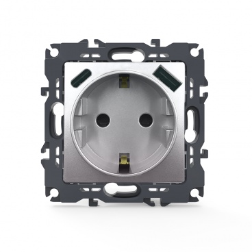 Acaelec Prime Πρίζα Σούκο Ασφαλείας & 2 USB (Type A+C) Ματ Αλουμινίου (1000116403)
