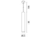 Arte Illumina Φωτιστικό Κρεμαστό Κύλινδρος GU10 1M Φ65x300 Λευκό CYLIDER (145-25500)