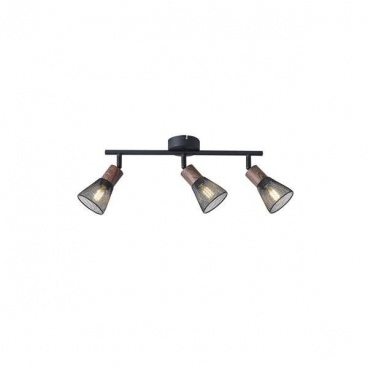 Arte Illumina Σποτ Μαύρο με Ξύλο και Δίχτυ 3xE14 390x80x145mm MESHY (145-25257)