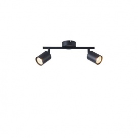 Arte Illumina Σποτ Μεταλλικό Δίφωτο Μαύρο 2xGU10 Max 7W 300x80x155mm OLYMP (145-25221)