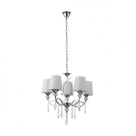 Arte Illumina Φωτιστικό Κρεμαστό Πεντάφωτο Μέταλλο Ύφασμα Ασημί 5x E14 Max 40W 530x600mm KRISTALLO (144-47021)