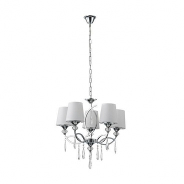 Arte Illumina Φωτιστικό Κρεμαστό Πεντάφωτο Μέταλλο Ύφασμα Ασημί 5x E14 Max 40W 530x600mm KRISTALLO (144-47021)