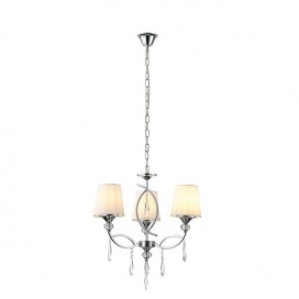 Arte Illumina Φωτιστικό Κρεμαστό Τρίφωτο Μέταλλο Ύφασμα Ασημί 3x E14 Max 15W 530x600mm KRISTALLO (144-47020)