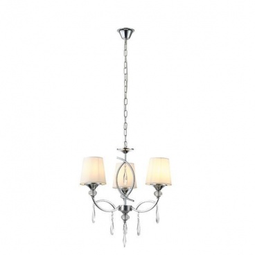 Arte Illumina Φωτιστικό Κρεμαστό Τρίφωτο Μέταλλο Ύφασμα Ασημί 3x E14 Max 15W 530x600mm KRISTALLO (144-47020)