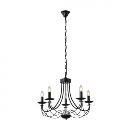 Arte Illumina Φωτιστικό Κρεμαστό 5φωτο Μαύρο διαφανές Γυαλί 5XE14 Max 15W 470X630mm KRISTALLO (144-47013)