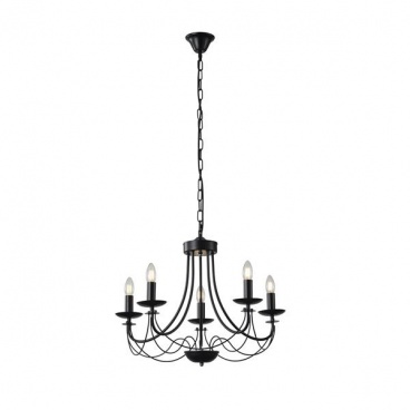 Arte Illumina Φωτιστικό Κρεμαστό 5φωτο Μαύρο διαφανές Γυαλί 5XE14 Max 15W 470X630mm KRISTALLO (144-47013)