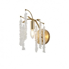 Arte Illumina Απλίκα Τοίχου Μέταλλο διαφανές Γυαλί E14 ΜΑΧ 15W 480X250mm KRISTALLO (144-47003)