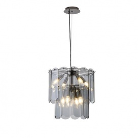 Arte Illumina Φωτιστικό Κρεμαστό 8φωτο Γυαλί 8ΧΕ14 ΜΑΧ 15W Φ420Χ1500mm Μαύρο MIRA (144-40020)
